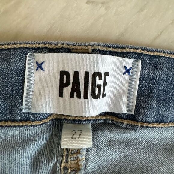 Paige Verdugo crop blue stretch skinny jeans size 27 raw hem - Picture 4 of 8